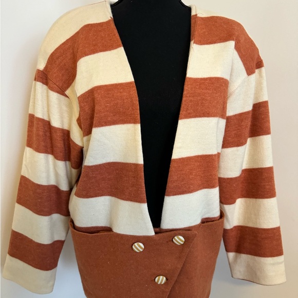 Vintage cardigan jacket striped size L - Picture 1 of 4